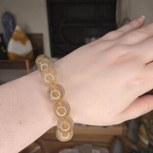 Golden Rutile Crystal Big Beaded Bracelet